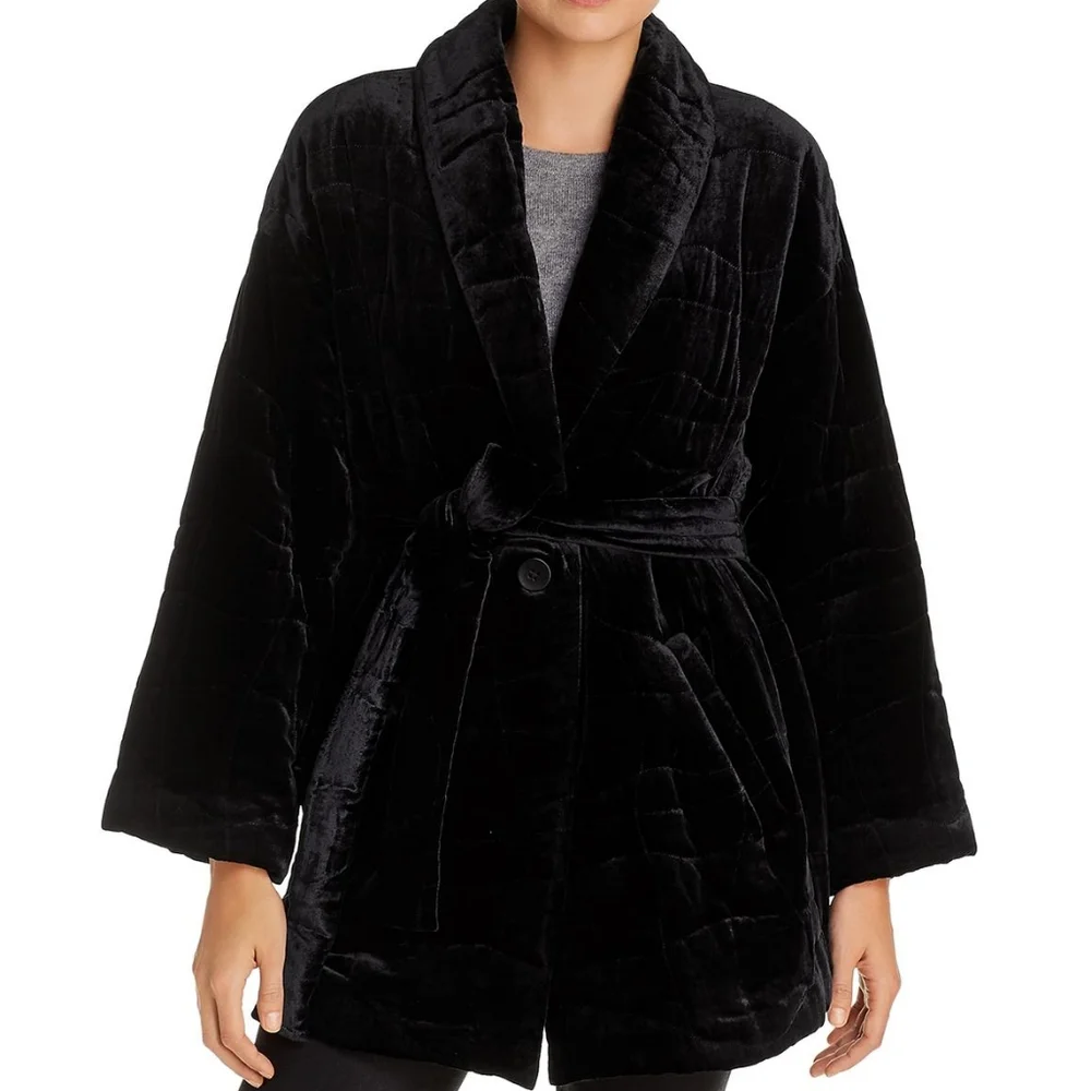 Eileen Fisher Velvet Midi Coat - Picture 2 of 10